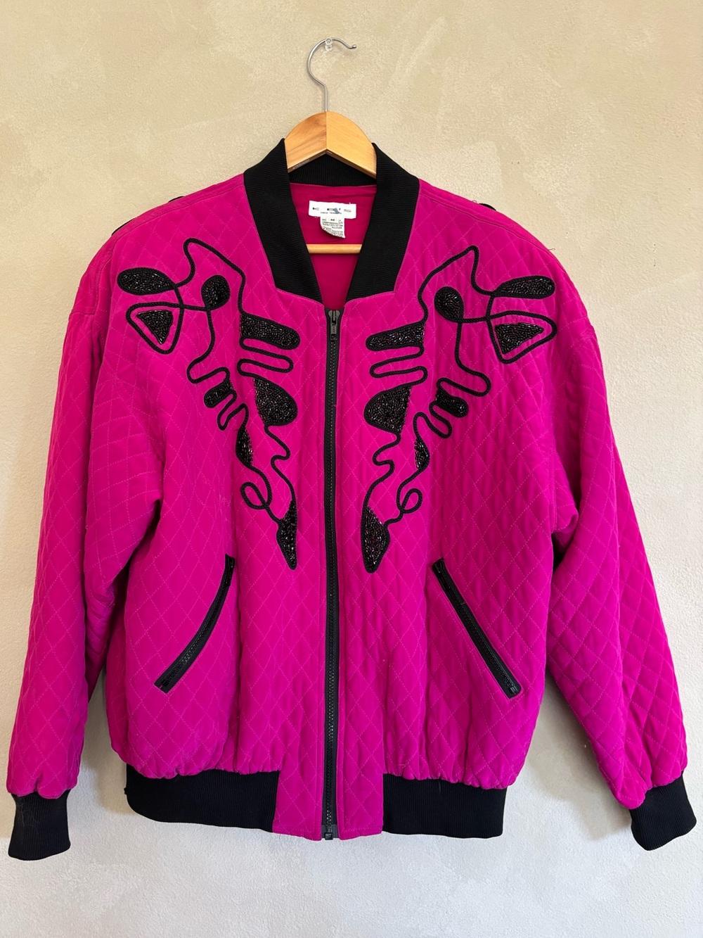 Kansai Yamamoto silk quilted beaded bomber jacket